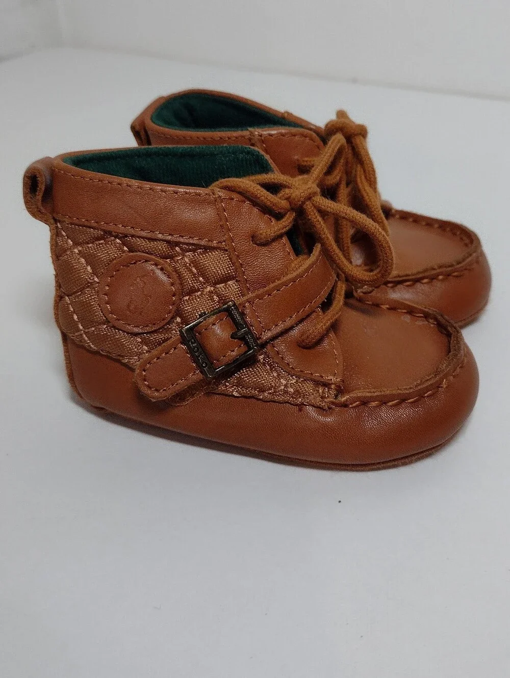 Ralph Lauren Tan Brown Quilted Moccasin-Style Kids Boots Size (3)